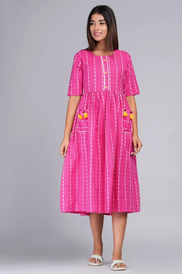 Pink_Khadi_Cotton_Woven_Design_Flared_Kurta_for_Women