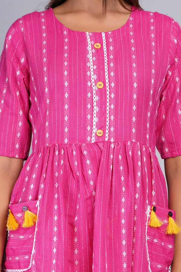 Pink_Khadi_Cotton_Woven_Design_Flared_Kurta_for_Women