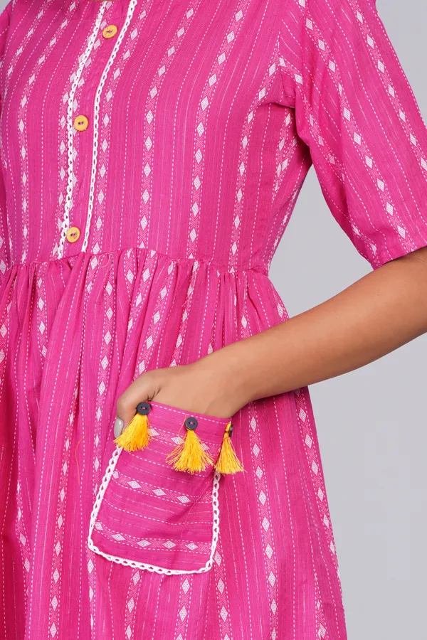 Pink_Khadi_Cotton_Woven_Design_Flared_Kurta_for_Women