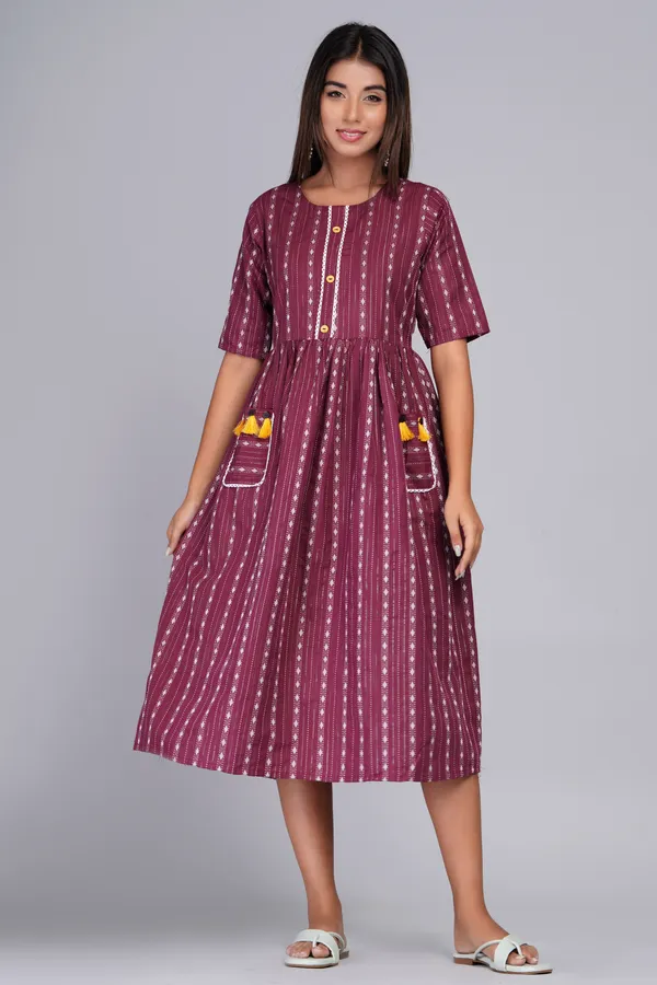 Maroon_Khadi_Cotton_Woven_Design_Flared_Kurta_for_Women