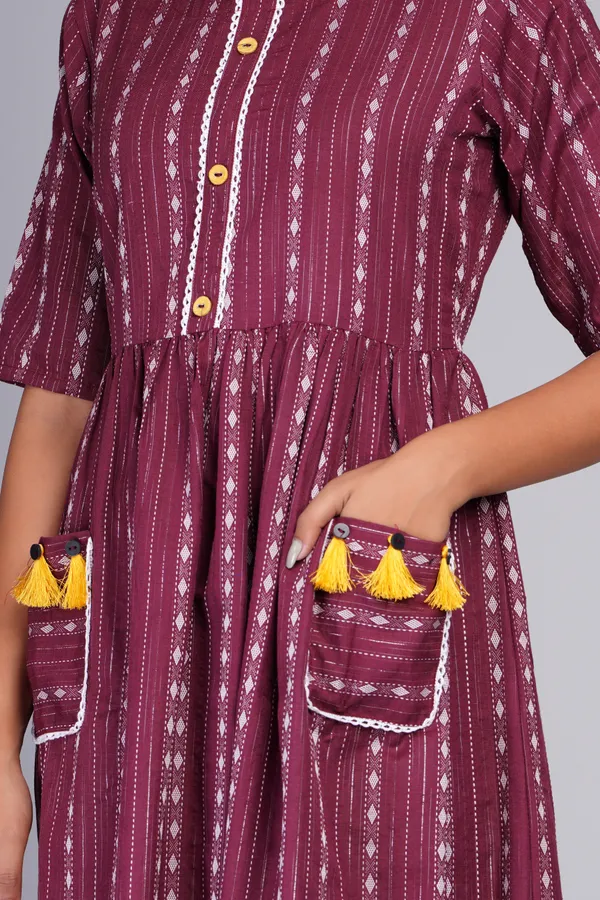 Maroon_Khadi_Cotton_Woven_Design_Flared_Kurta_for_Women