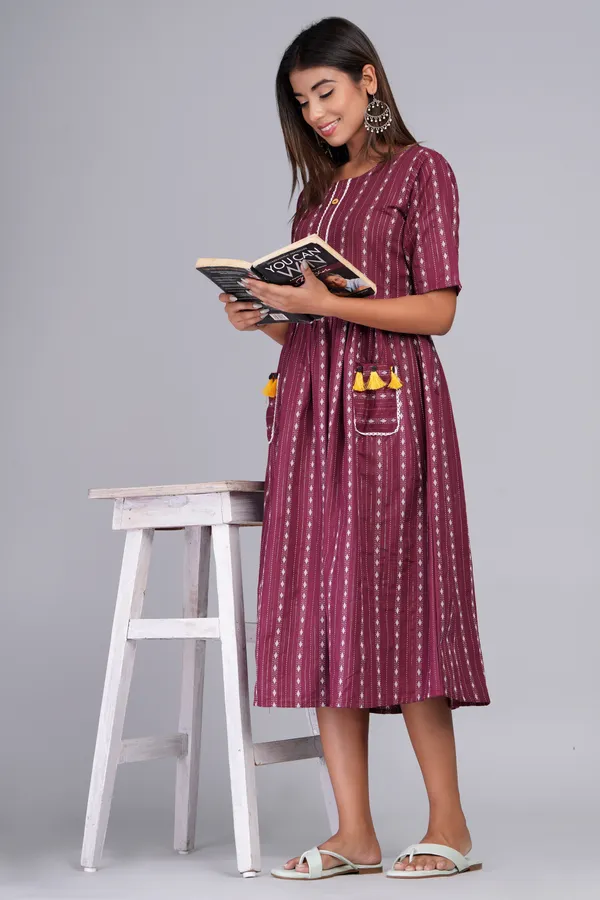 Maroon_Khadi_Cotton_Woven_Design_Flared_Kurta_for_Women