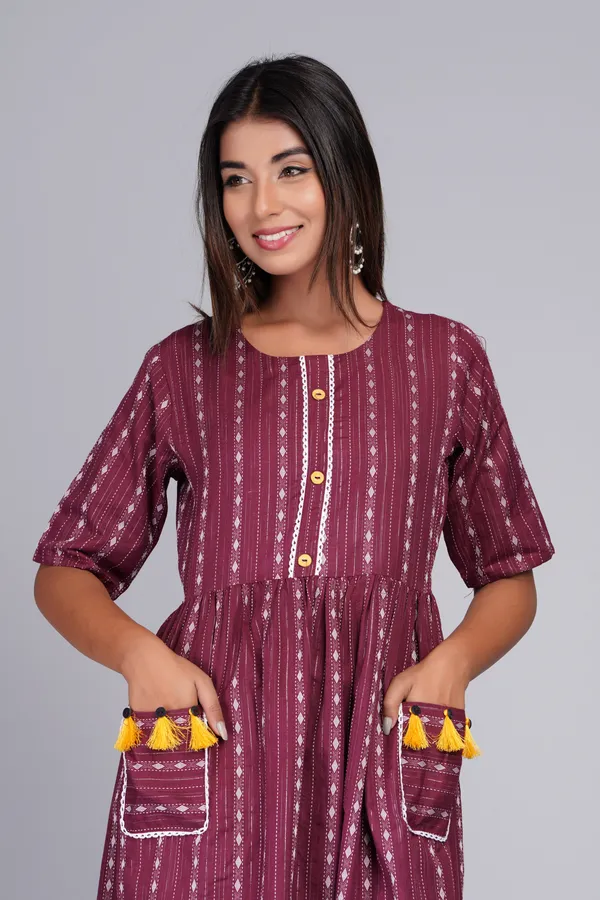 Maroon_Khadi_Cotton_Woven_Design_Flared_Kurta_for_Women