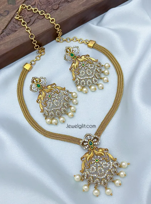 Multicolor_Brass_Alloy_Antique_Finish_American_Diamond_Necklace_Set_For_Women
