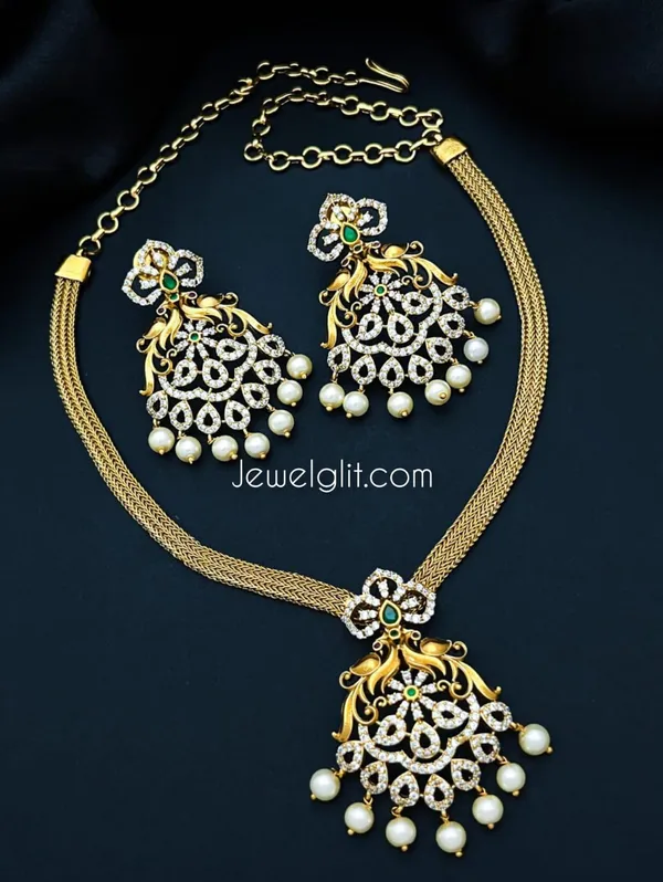 Multicolor_Brass_Alloy_Antique_Finish_American_Diamond_Necklace_Set_For_Women