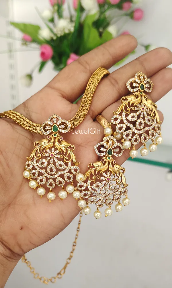 Multicolor_Brass_Alloy_Antique_Finish_American_Diamond_Necklace_Set_For_Women