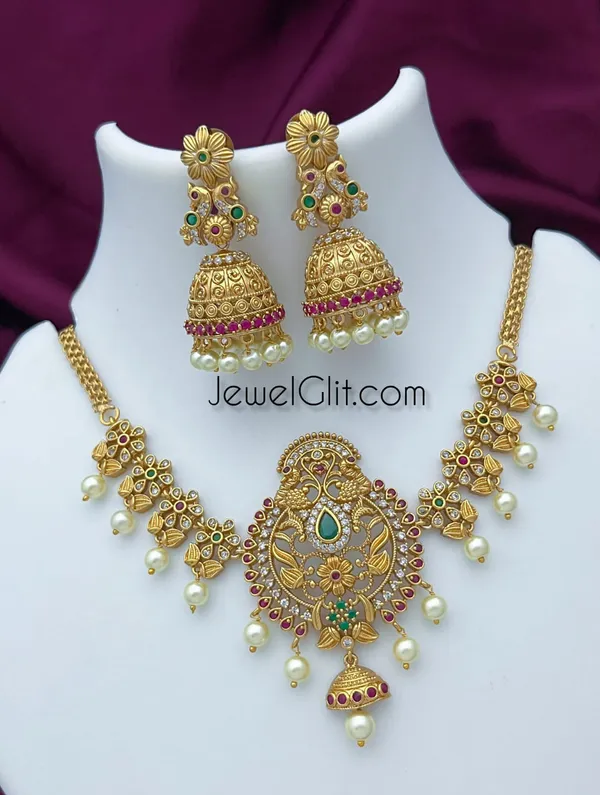 Multicolor_Brass_Alloy_Matte_Finish_American_Diamond/_Cz_Stone_Necklace_Set_For_Women