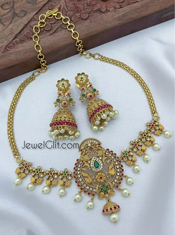 Multicolor_Brass_Alloy_Matte_Finish_American_Diamond/_Cz_Stone_Necklace_Set_For_Women