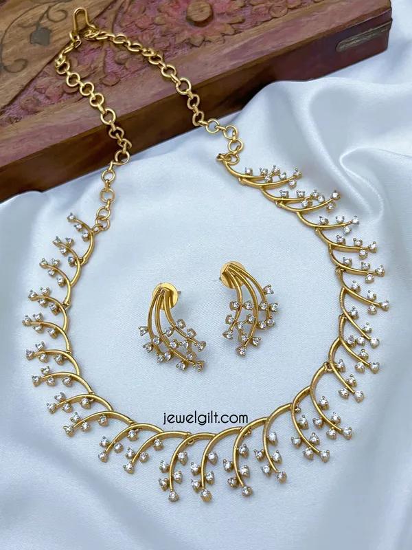 White_Brass_Alloy_Antique_Finish_American_Diamond_Necklace_Set_For_Women