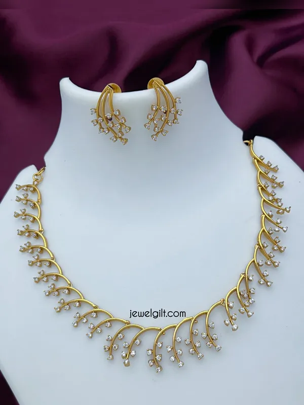 White_Brass_Alloy_Antique_Finish_American_Diamond_Necklace_Set_For_Women