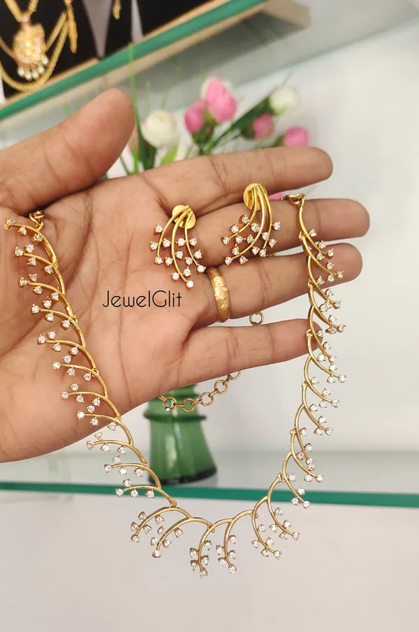 White_Brass_Alloy_Antique_Finish_American_Diamond_Necklace_Set_For_Women