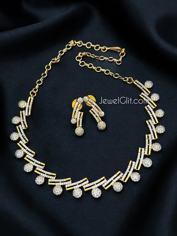 White_Colour_Matte_Finish_Cz_Stone_Necklace_Set