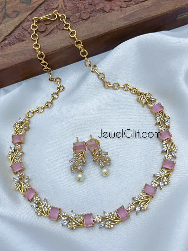 Baby_Pink_Colour_Matte_Finish_Ad_Stone_Necklace_Set