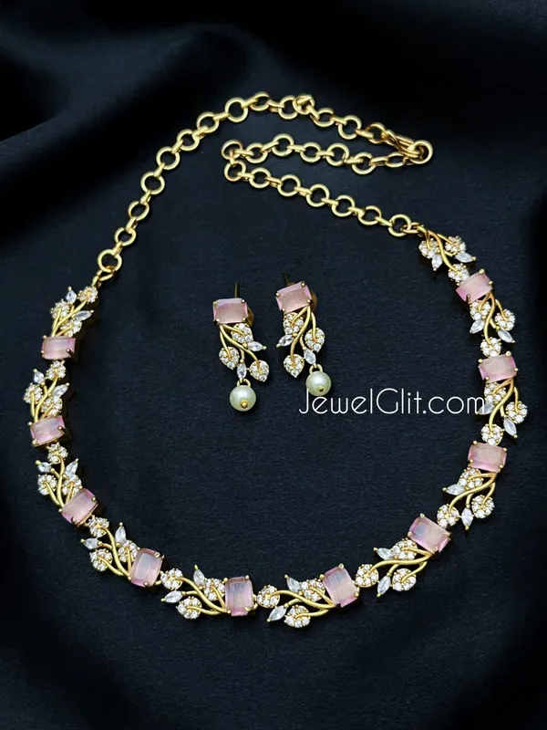 Baby_Pink_Colour_Matte_Finish_Ad_Stone_Necklace_Set