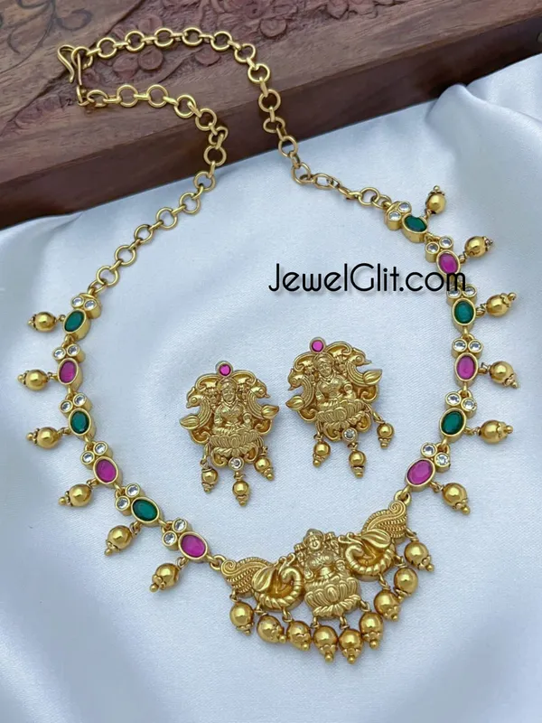 Multi_Colour_Matte_Finish_Temple_Necklace_Set