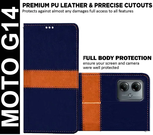Multicolor_Artificial_Leather_Moto_G14_Back_Cover