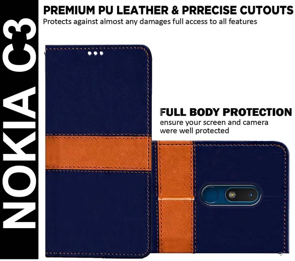 Multicolor_Artificial_Leather_Nokia_C3_Back_Cover
