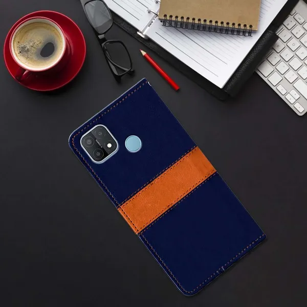 Multicolor_Artificial_Leather_Oppo_A15_Flip_Cover
