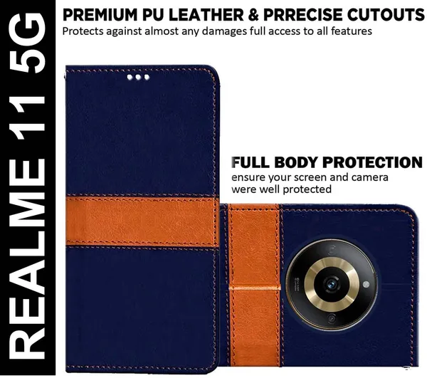 Multicolor_Artificial_Leather_Realme_11_5G_Flip_Cover
