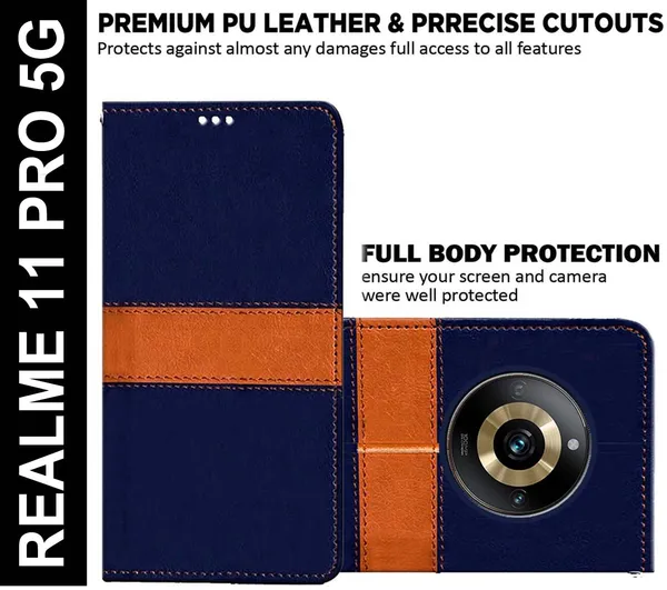 Multicolor_Artificial_Leather_Realme_11_Pro_5G_Flip_Cover