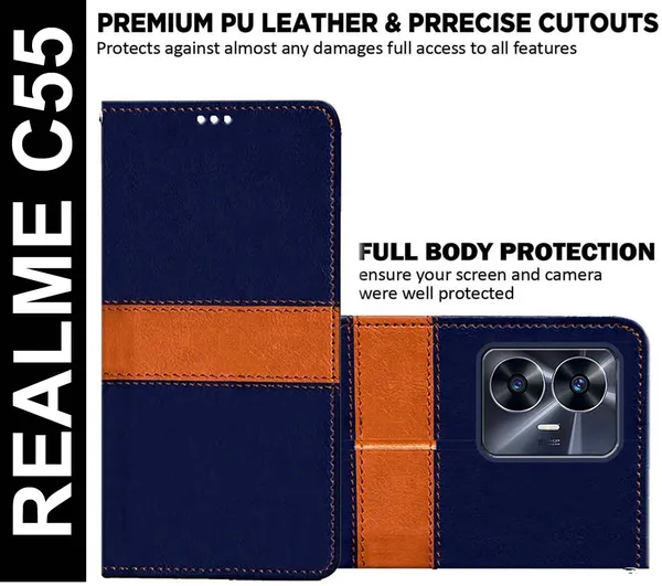 Multicolor_Artificial_Leather_Realme_C55_Back_Cover