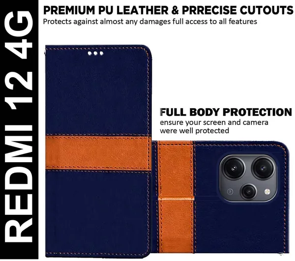 Multicolor_Artificial_Leather_Redmi_12_4G_Flip_Cover