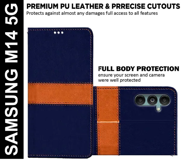 Multicolor_Artificial_Leather_Samsung_M14_5G_Back_Cover