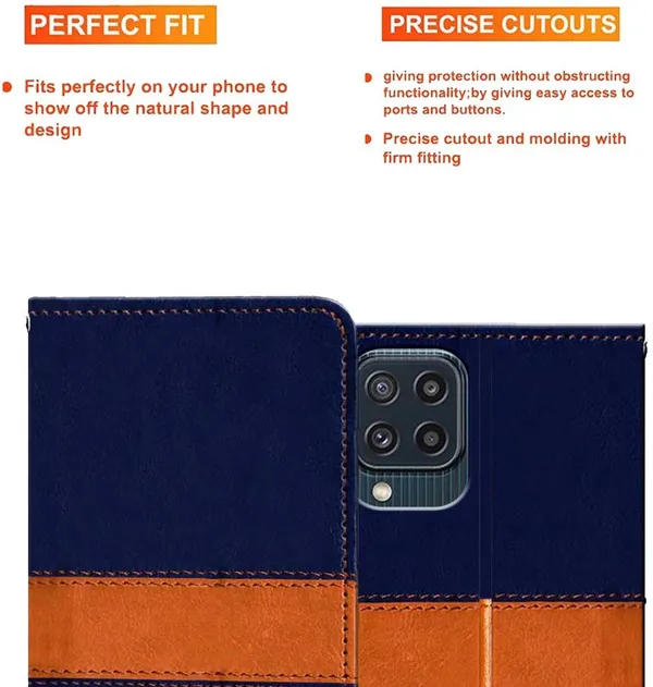 Black::Orange_Artificial_Leather_Samsung_Galaxy_M32_Flip_Cover