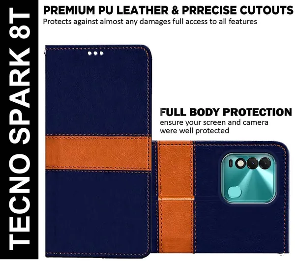 Multicolor_Artificial_Leather_Tecno_Spark_8T_Flip_Cover