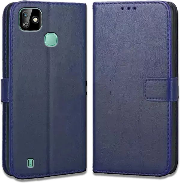 Blue_Leather_Infinix_Smart_HD_2021_Flip_Cover
