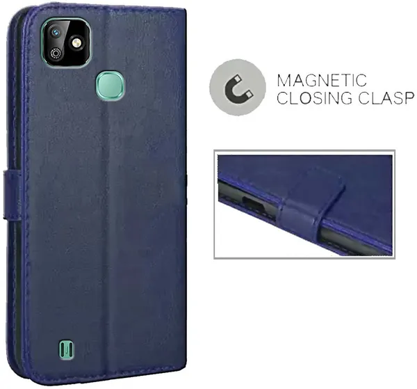 Blue_Leather_Infinix_Smart_HD_2021_Flip_Cover
