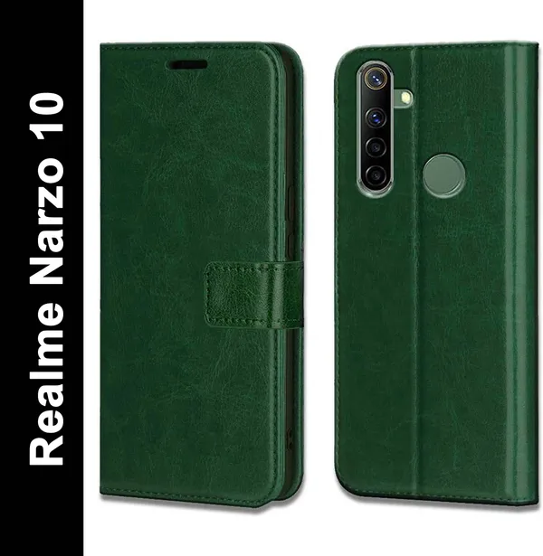 Green_Leather_Realme_Narzo_10_Flip_Cover