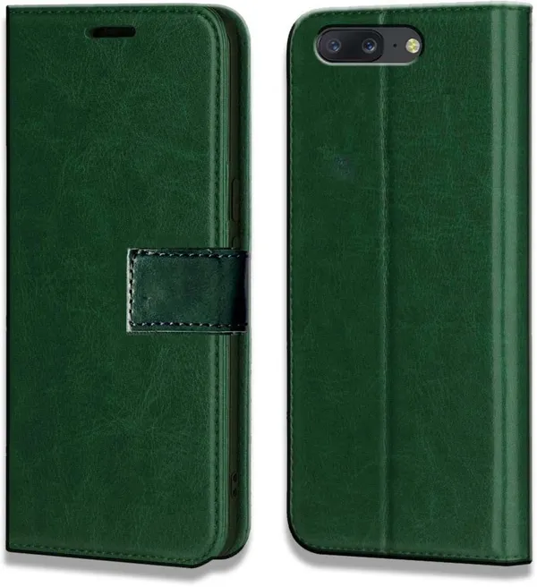 Green_Leather_OnePlus_5_Flip_Cover