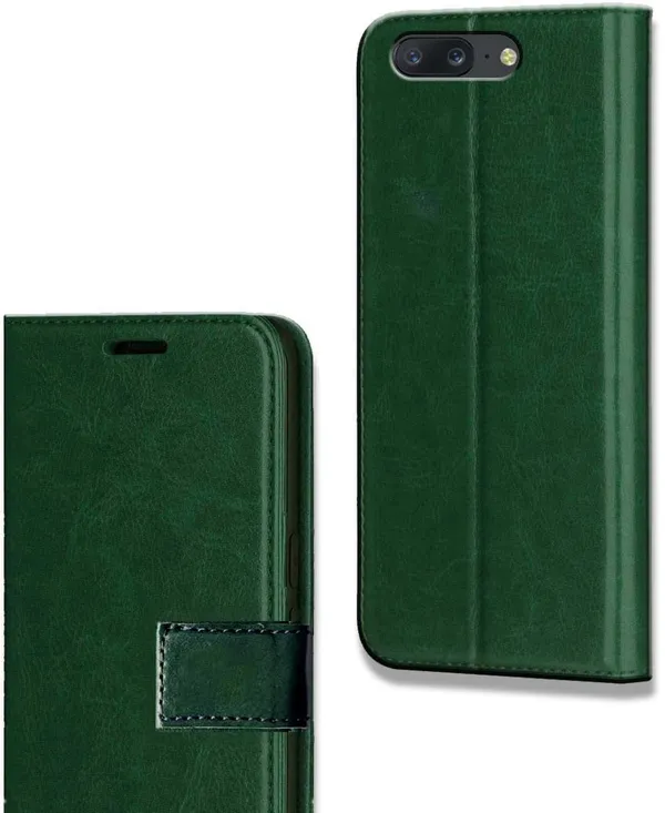 Green_Leather_OnePlus_5_Flip_Cover