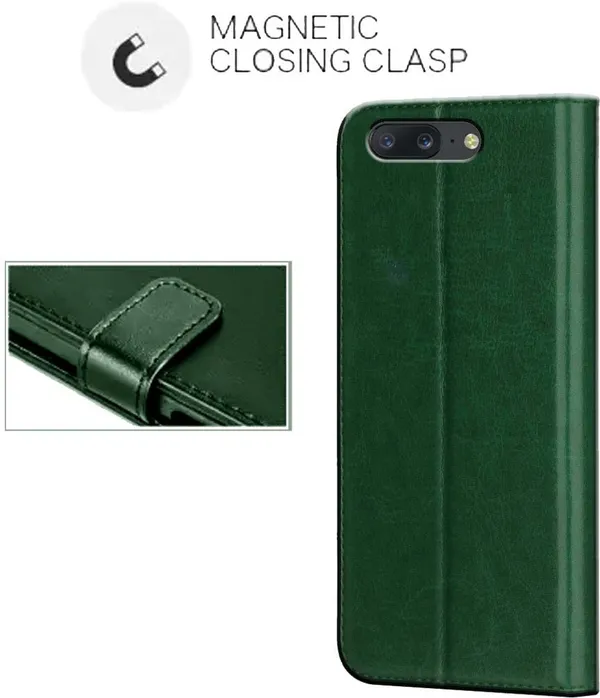 Green_Leather_OnePlus_5_Flip_Cover