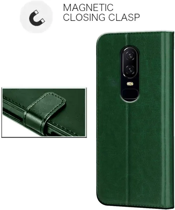 Green_Leather_OnePlus_6_Flip_Cover