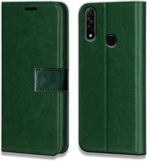 Green_Leather_Oppo_A31_2020_Flip_Cover