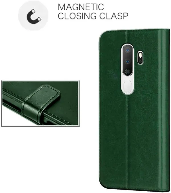 Green_Artificial_Leather_Oppo_A9_(2020)_Flip_Cover