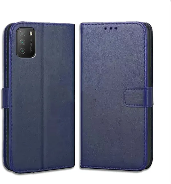 Blue_Leather_Poco_M3_Flip_Cover