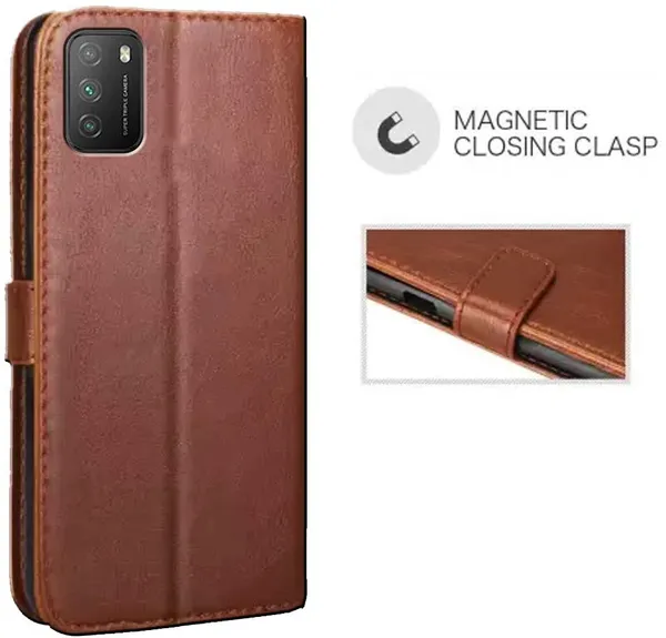 Brown_Leather_Poco_M3_Flip_Cover