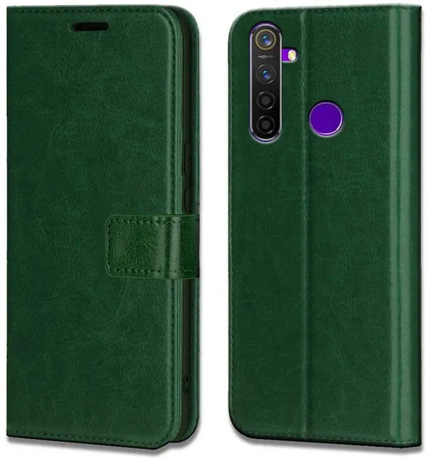 Green_Leather_Realme_5_Pro_Flip_Cover