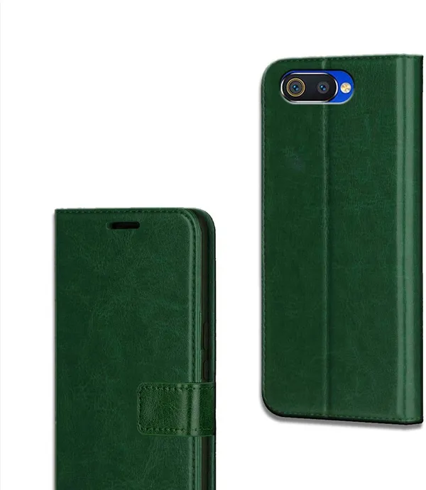 Green_Leather_Realme_C2_Flip_Cover