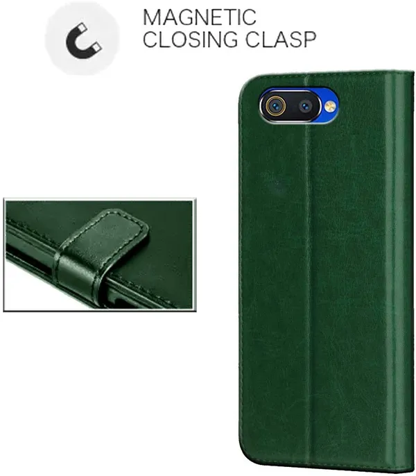 Green_Leather_Realme_C2_Flip_Cover