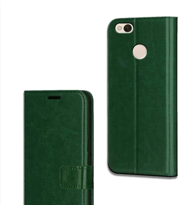 Green_Leather_Mi_Redmi_4X_Flip_Cover