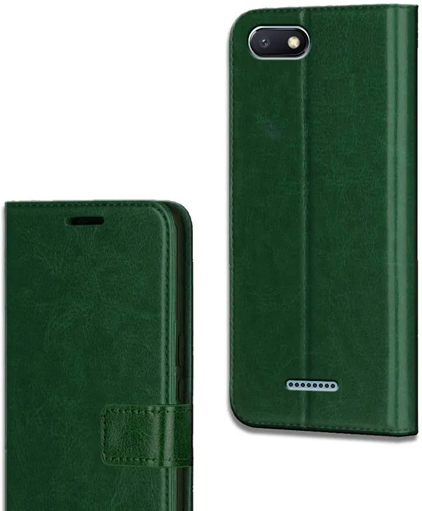 Green_Leather_Mi_Redmi_6A_Flip_Cover