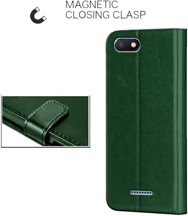 Green_Leather_Mi_Redmi_6A_Flip_Cover
