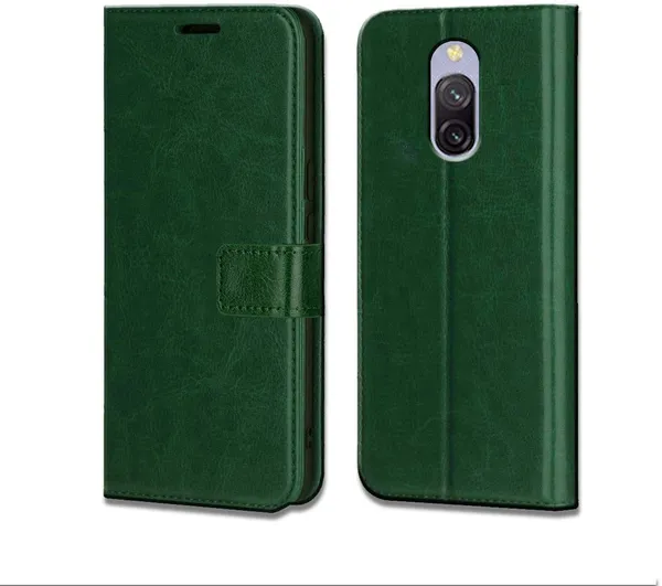 Green_Leather_Redmi_8A_Dual_Flip_Cover