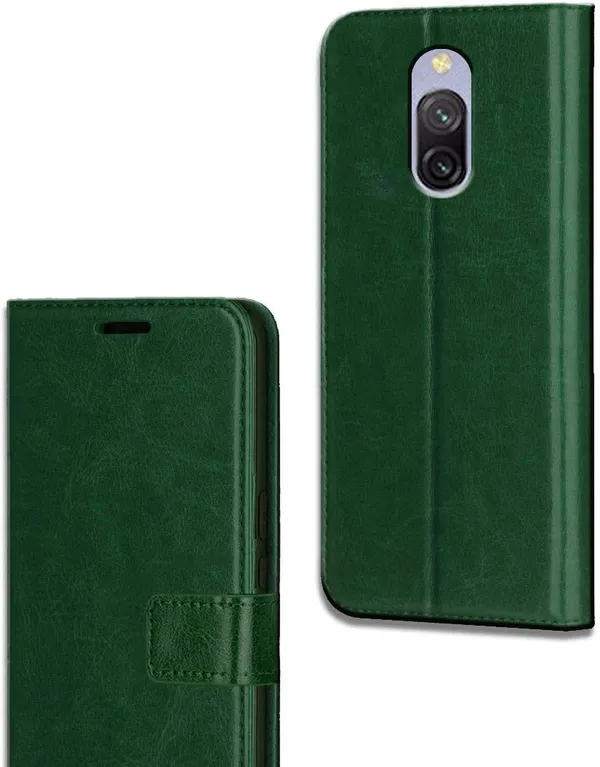 Green_Leather_Redmi_8A_Dual_Flip_Cover