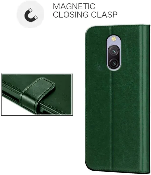 Green_Leather_Redmi_8A_Dual_Flip_Cover