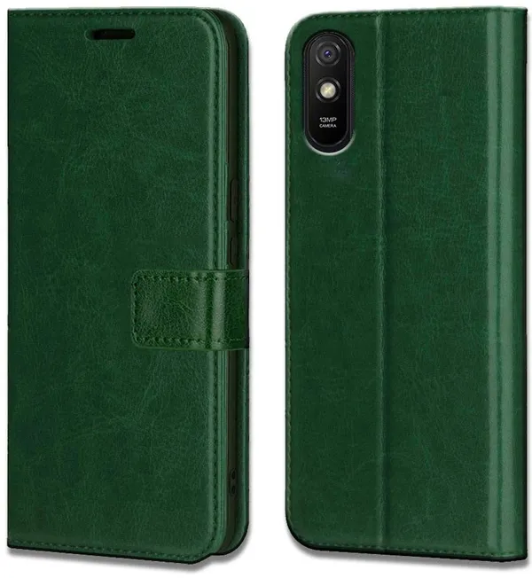 Green_Leather_Redmi_9A&Redmi_9i&Redmi_9i_Sport_Flip_Cover